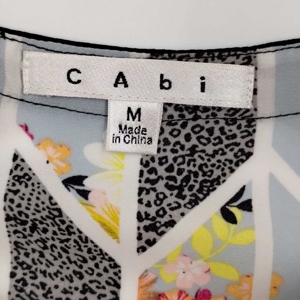 Cabi blouse grosgrain style 249 medium floral sleeveless top cabi gray black - Picture 6 of 8